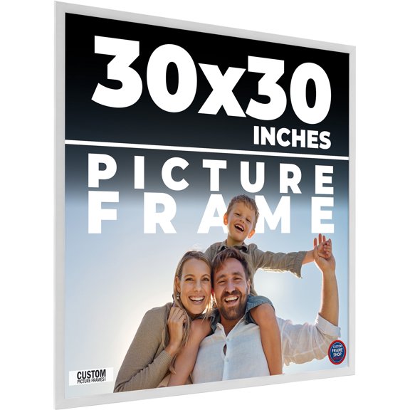 30x30 Frame White Solid Wood Picture Frame Includes UV Acrylic Shatter Guard Front, Acid Free Foam