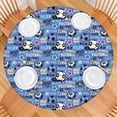 thumbnail image 2 of Blue Soccer Themed Pattern Round Fitted Tablecloth with Elastic Edge,Dining Table Cover Waterproof,Outdoor Round Tablecloth for Camping,Dining,Indoor and Outdoor, 2 of 7