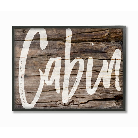 The Stupell Home Decor Collection Cabin Typography Wood Framed Giclee Texturized Art, 11 x 1.5 x 14