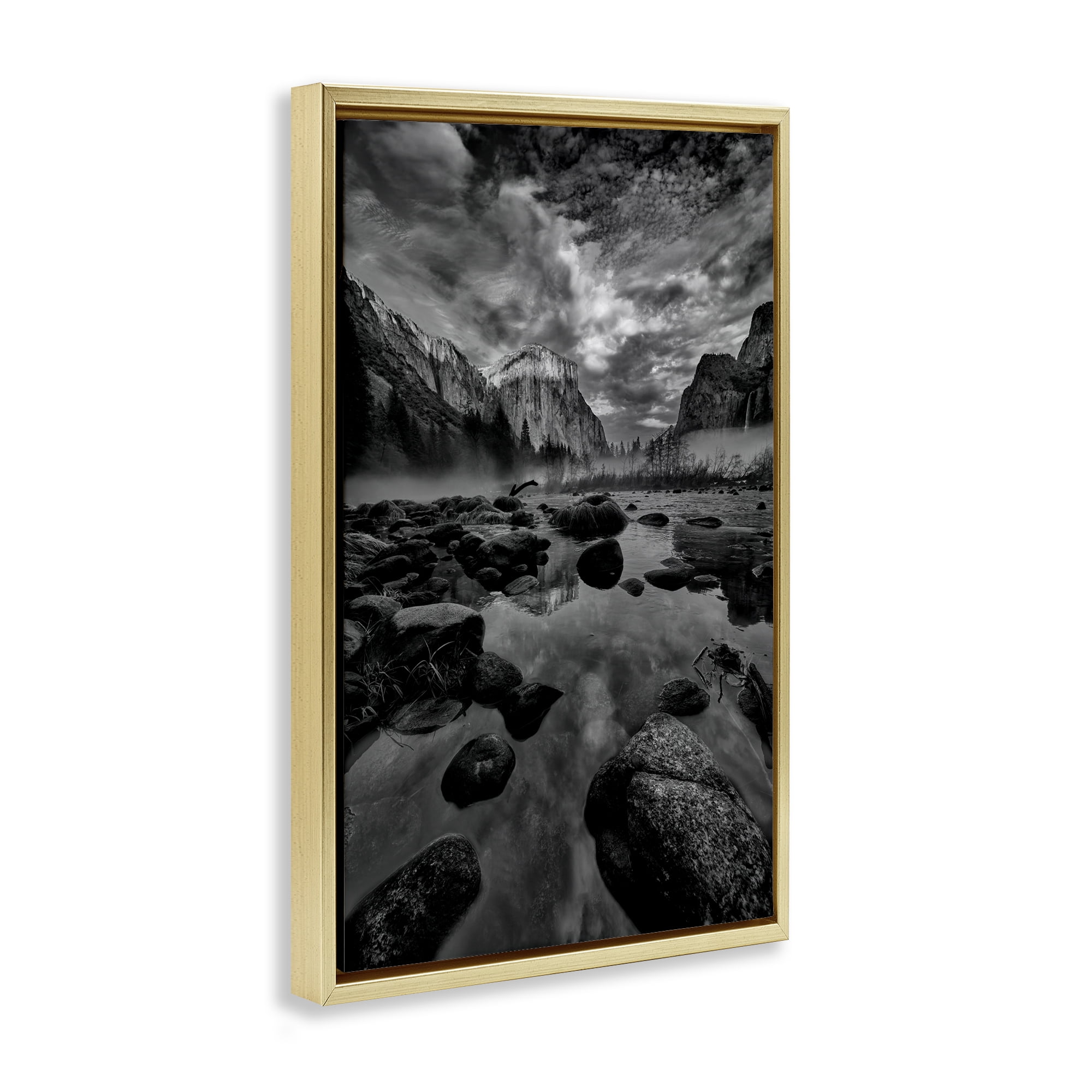 Stupell Industries Morning in Yosemite Valley Gold Framed Floater Canvas Wall Art, design by Jon Evan