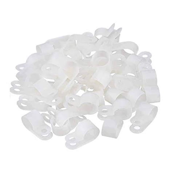 Abrazadera para cables WOIWO tipo R de nailon blanco, 100 piezas (3,2 mm de diámetro)
