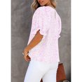 thumbnail image 4 of Blusa de gasa de manga corta para mujer, Camisa holgada de gasa con estampado Floral y cuello redondo elegante a la moda para verano, 4 of 6
