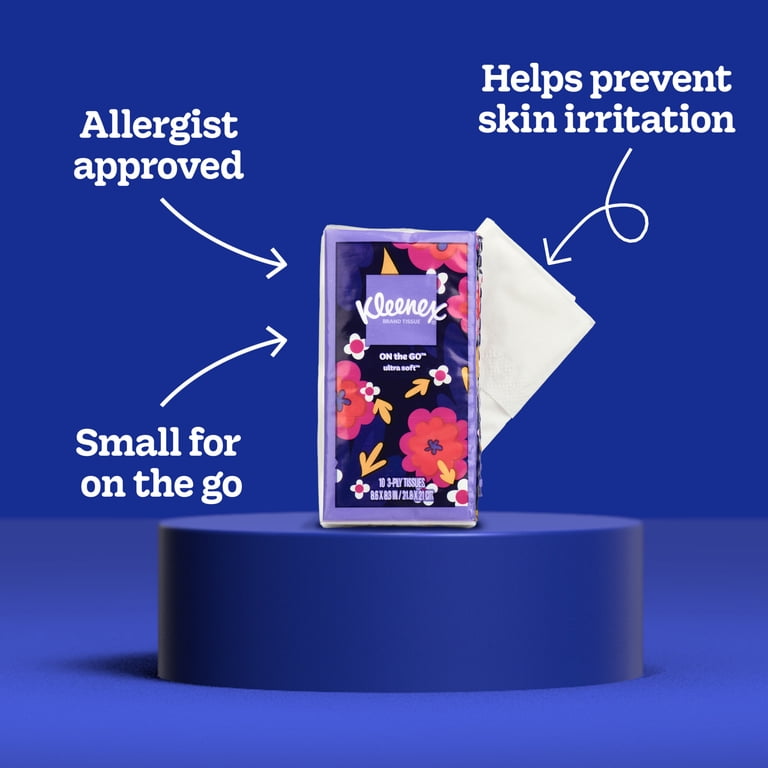 Kleenex, On-The-Go Facial Tissues, 6 Pack, 3-Ply, 10 Tissues per