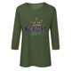 thumbnail image 4 of Xuyuer Carnival Celebration Printed Tee - Ladies' Casual Round Neck 3/4 Sleeve Loose T-Shirt for Festival Parades, Costume Parties, Colorful Street Style Wear & Masquerade Themed Outfits, 4 of 5