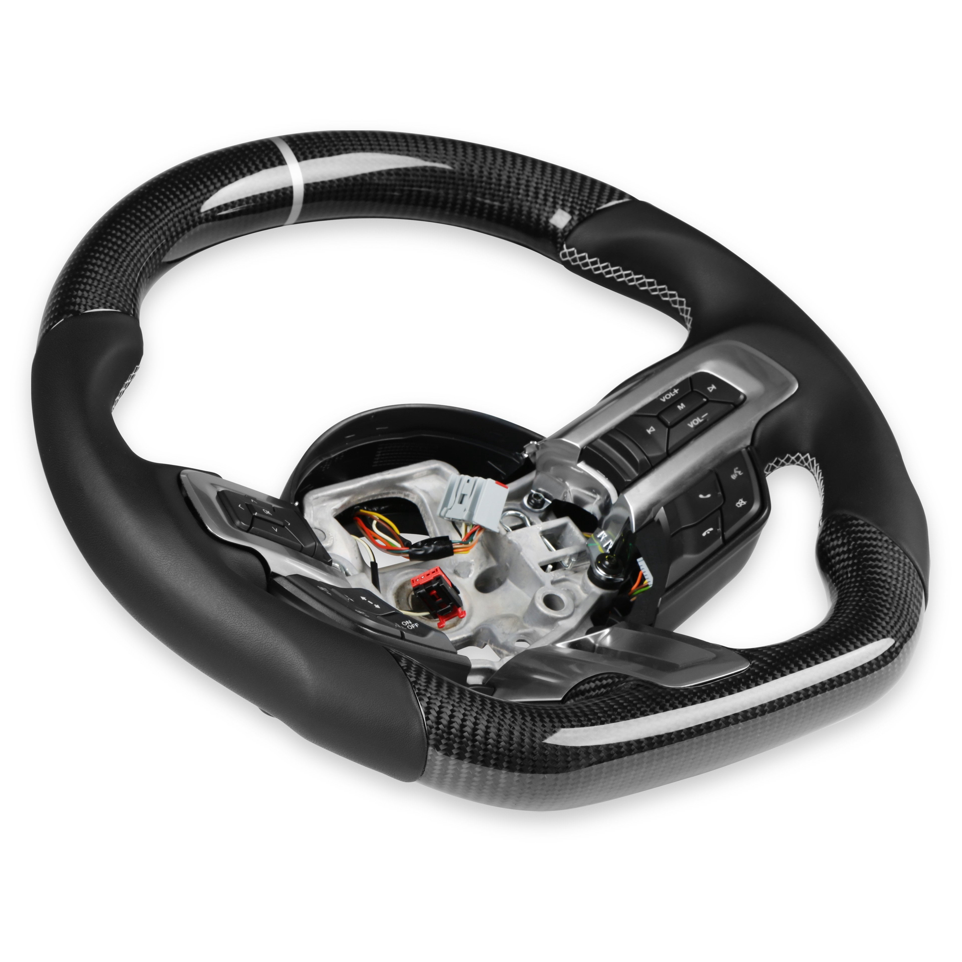 Drake Muscle Cars MU950-05 Steering Wheel - Carbon Fiber with Leather Grips