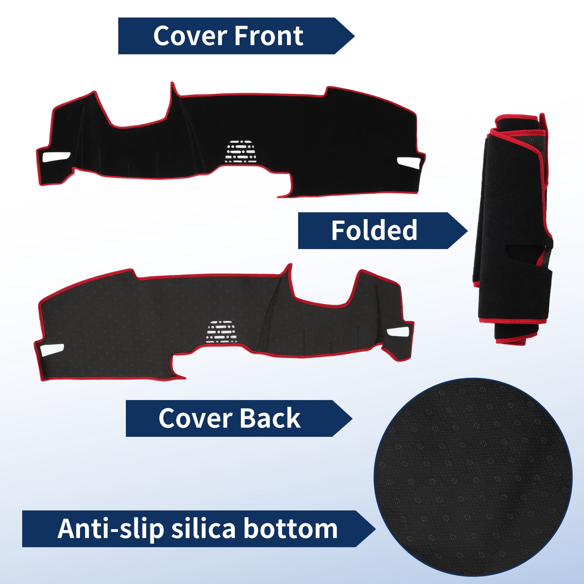 Unique Bargains Dash Cover for Honda Accord 2023-2026 With HUD Dashboard Cover Car Interior Anti-Slip/Anti Dust Polyester Black With Red Edge 1 set