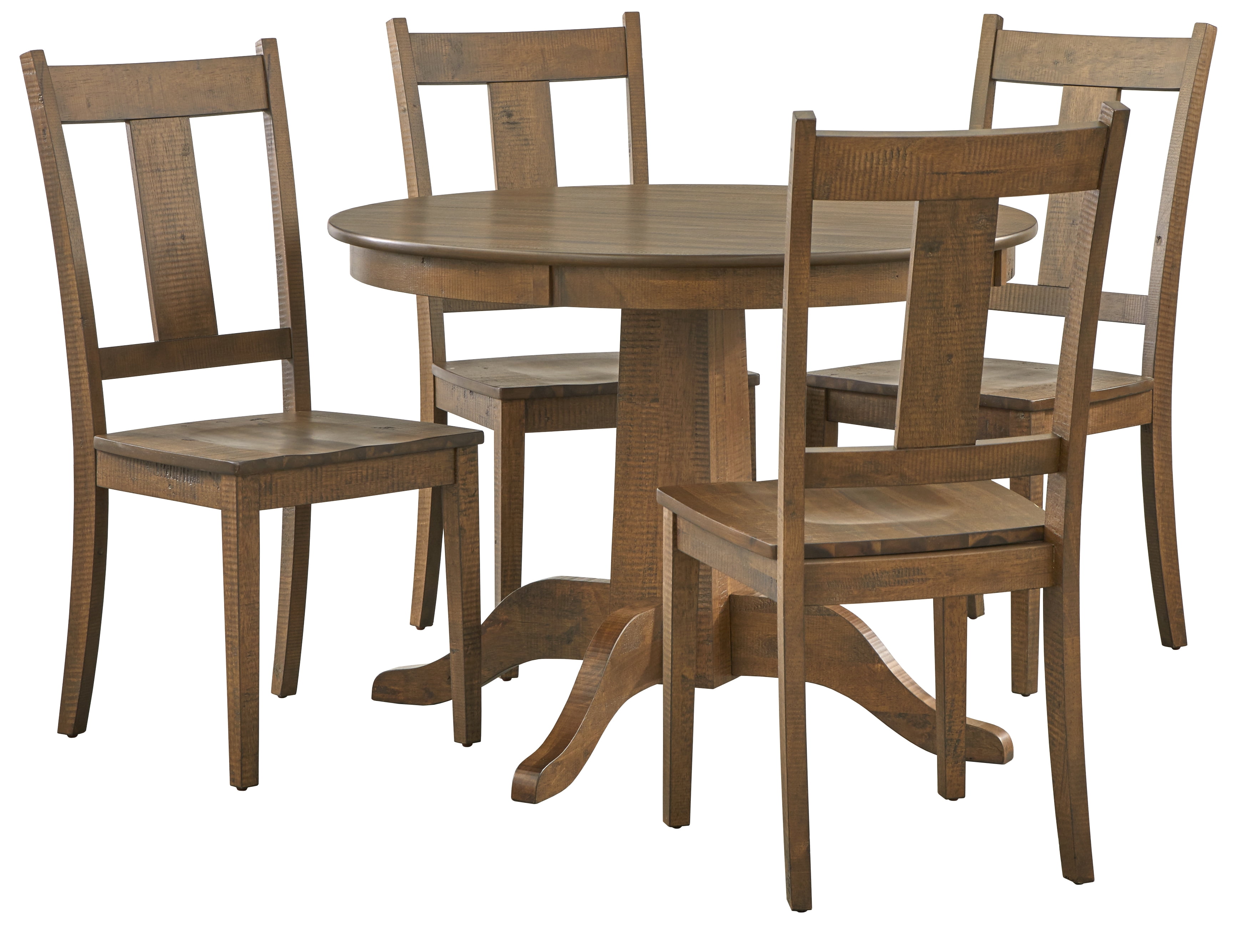 TMS Athens Round Pedestal Base 5 Piece Dining Room Set, Walnut Finish
