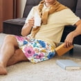 thumbnail image 4 of Bixox Men's Rose Flowers printed lightweight casual shorts, soft sleep shorts with pockets., 4 of 5