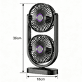 thumbnail image 3 of Double Head Two Way Desktop Portable Fan, High Wind Power Fan for Home Office Camping Bedroom, USB Rechargeable, 3 of 9