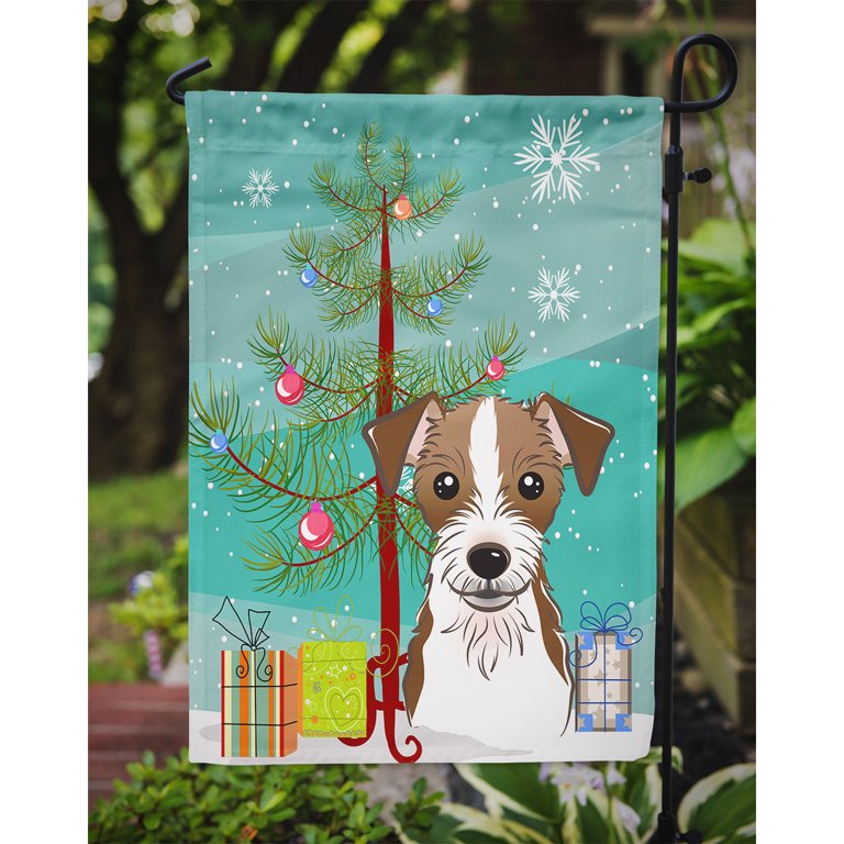 513020● HOLIDAY RUSSELL BORDER MINI Christmas Tree and Jack Russell Terrier Flag Garden Size BB1574GF
