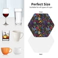 thumbnail image 6 of Lsque Flowers And Birds Pattern 4" Drink Coasters Set of 4, PVC Leather Absorbent Coasters, Table Coaster Set Decorative Coffee Cup Coasters Housewarming Gift -Hexagon, 6 of 6