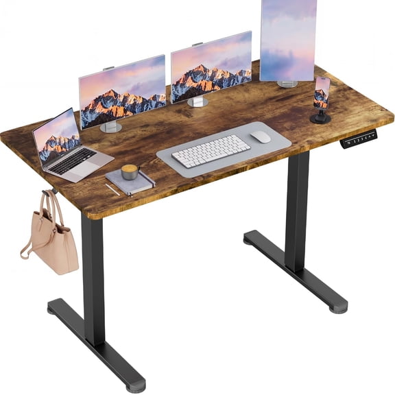 Electric Standing Desk, 45" x 24" Sit-Stand Height-Adjustable Home Office Desk with 4 Memory Presets (Brown)