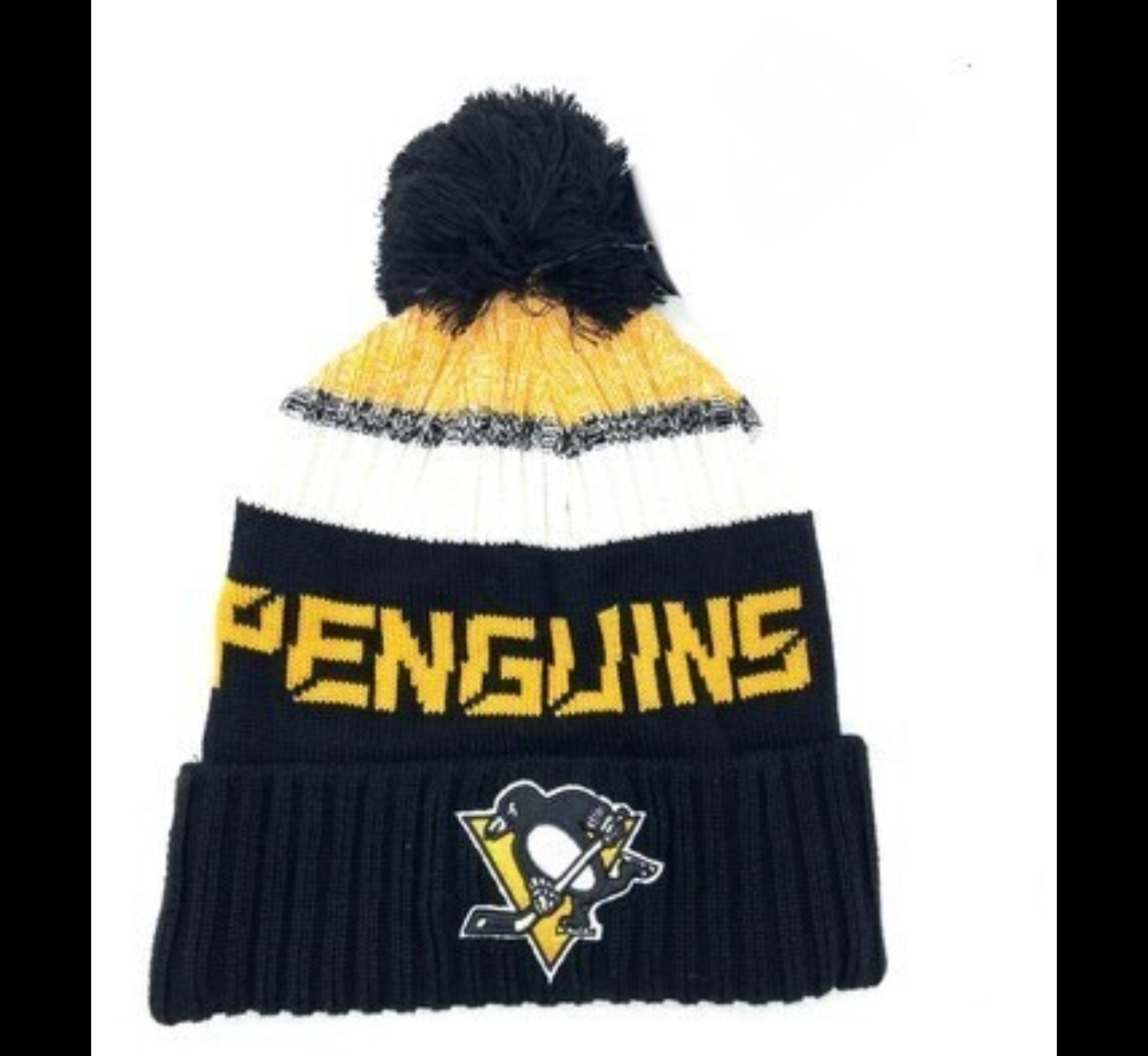 Pittsburgh Hockey Beanie Men’s Cuffed Knit Hat with Pom Blue/Gold