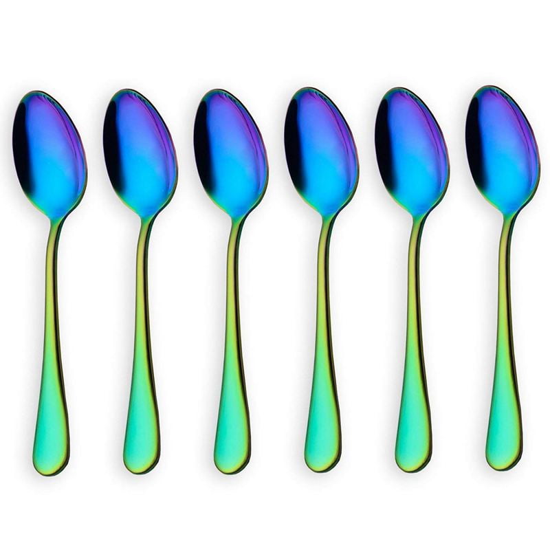 Rainbow color TeaSpoons Coffee Spoonl 6 Pieces (Coffee Scoops