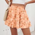 thumbnail image 4 of Floral Skirts for Women Short Boho High Waisted Flowy Mini Skirts Casual Summer Ruffle Skirt, L, 4 of 7