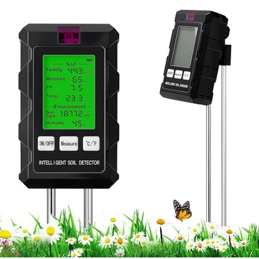Soil Tester,6-In-1 Rotating Soil Analyzer Pro,Smart Soil Tester,90° Pivoting Screen,for Ph, Moisture, Light, Temp, Fertility & Air Humidity,Farm, Greenhouse, Lawn, Pot Plants (Battery Not Included)
