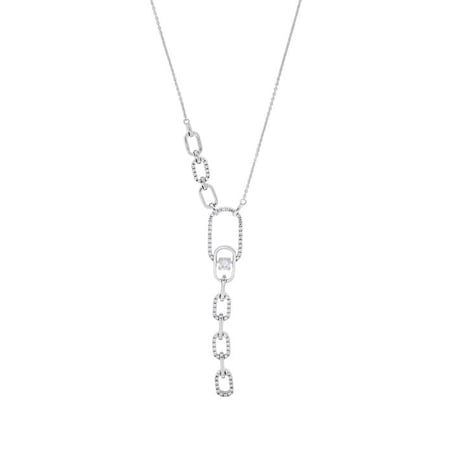 0.75 Carat Round E-F/VVS-VS Moissanite Paperclip 17 inches Y Necklace For Women in White Gold Plated Silver