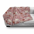 thumbnail image 3 of Cartoon Soft Flannel Fleece Throw Blanket, Teapots Cups with Polka Dots Patterns Cherries Cakes Tea Coffee Pattern, Cozy Plush for Indoor and Outdoor Use, 70" x 90", Pink Orange and Red, by Ambesonne, 3 of 6