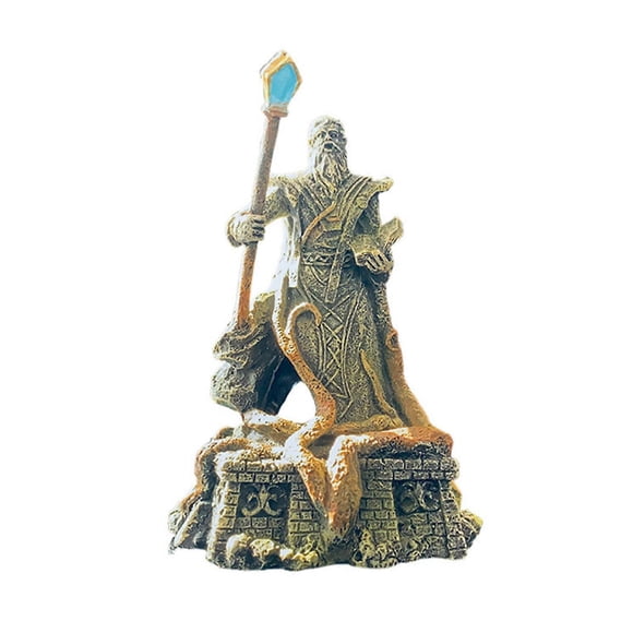 Aquariums Ornament Wizard Figurine Resin Statue Hideouts Cave Shelter Cave for Fishtanks and Small Fish Habitats Decors