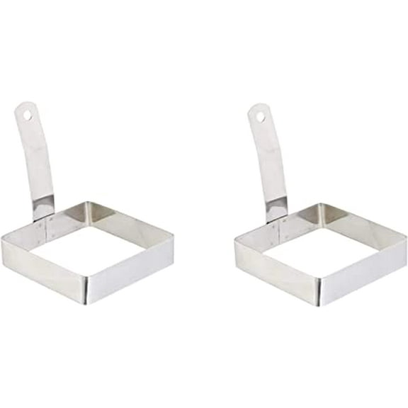 SynSpiritStore Stainless Steel Square Egg Ring with Handle- Set of 2