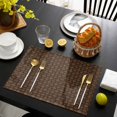 thumbnail image 3 of Dark Brown Rattan Placemats Set of 6, Vintage Abstract Wicker Texture Placemats for Dining Table, Place Mats for Kitchen Tabletop, Waterproof Wipeable Dining Table Mats Set, 3 of 9