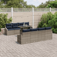 thumbnail image 1 of vidaXL Ensemble de Canapé de Jardin 9 Pcs avec Coussins en Rotin Gris, 1 of 4