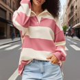 thumbnail image 4 of Tops Women Long Sleeve Oversized Shirt Loose Collared Preppy Pullover, 4 of 8