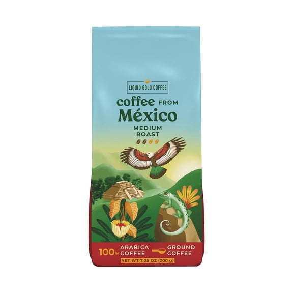 Liquid Gold Coffee from Mexico, Medium Roast Ground, 7OZ (200 Grams)
