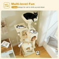 thumbnail image 4 of PEQULTI 62" Multi-Level Cat Tree with Condo & 4 Scratching Posts Large Scratcher for Indoor Cat Beige, 4 of 10
