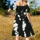 thumbnail image 5 of Vestido de verano para mujer, manga corta, estilo minimalista contemporáneo, con pinceladas de tinta, abstracto en blanco y negro., 5 of 7