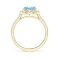thumbnail image 2 of Angara Natural 1.6 Ct. Aquamarine with Diamond Halo Ring in 14K Yellow Gold for Women (Ring Size: 11.5), 2 of 9