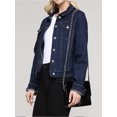 thumbnail image 2 of A2Y Women's Oversized Long Sleeve Button Down Denim Jackets Dark Navy S, 2 of 3