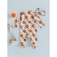 thumbnail image 4 of Halloween Newborn Baby Girl Outfit Long Sleeve Pumpkin Flower Jumpsuit Playsuit Headband 2Pcs Fall Winter Clothes, 4 of 8