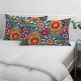 thumbnail image 4 of Boho Teal Flower Throw Pillow Covers, Spring Bohemia Chic Red Yellow Floral Soft Breathable Pillow Cases with Invisible Zipper for Sleeping, Toddler Pillowcases for Couch Bed Sofa Chair 12x20 Inches, 4 of 9