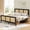Black, variant on Catrimown King Bed Frame, Queen Size Bed Frame with Natural Rattan Headboard and Footboard, Rattan Bed Frame for Bedroom, No Box Spring Needed, White