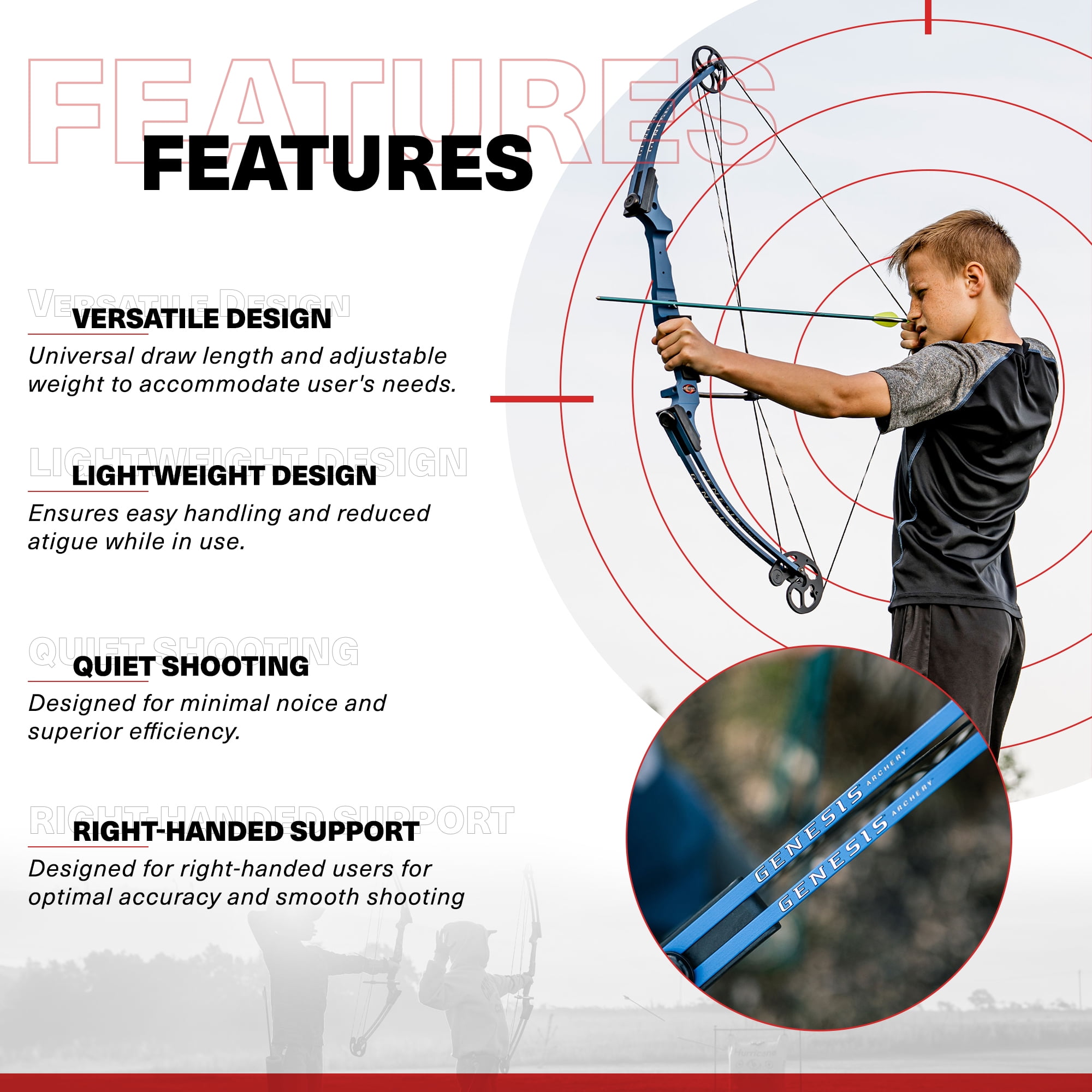 Genesis Mini, Youth Compound Bow & Arrow Set, Draw Hand-Right, Blue