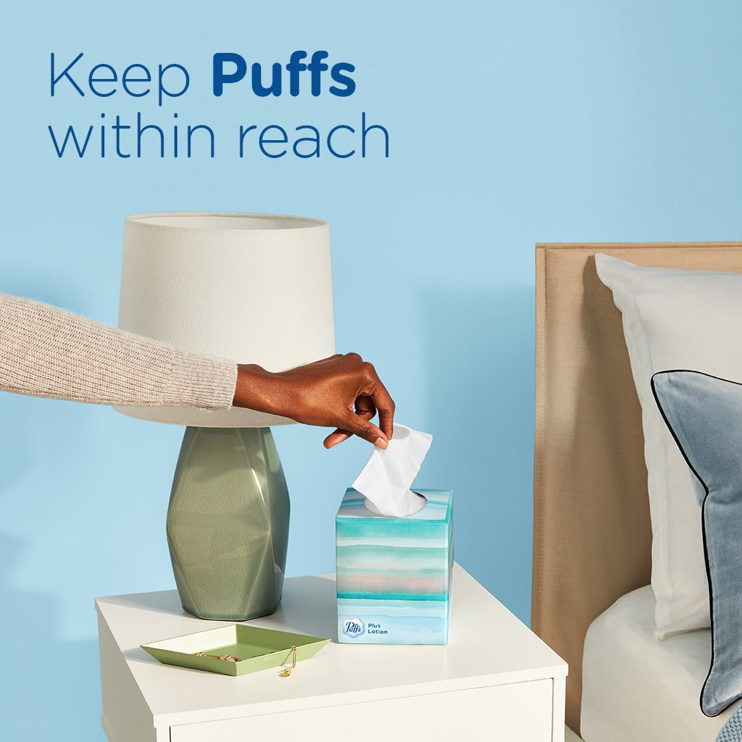 Puffs Plus Lotion Facial Tissue, 18 Cubes, 56 Tissues per Box