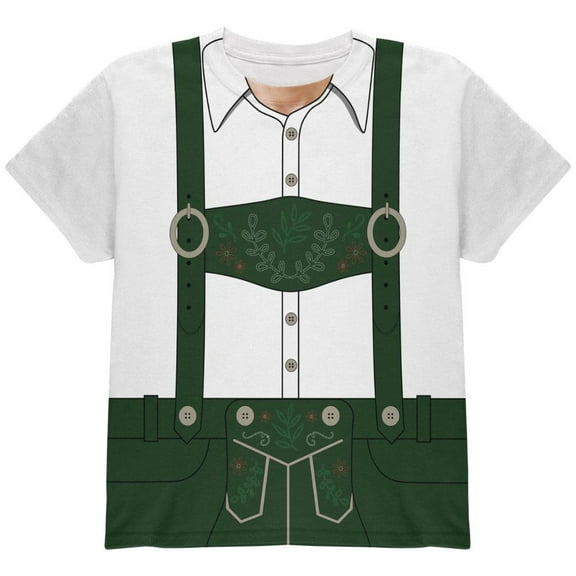 Halloween Lederhosen Yodelling Yodeller Costume Swiss All Over Youth T Shirt Multi YXL