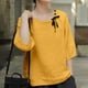 thumbnail image 4 of V Cuello Blusas para las Mujeres, de Moda Retro Bordado Cuello Redondo Cinco Cuartos de Manga para el Uso Casual, 4 of 7