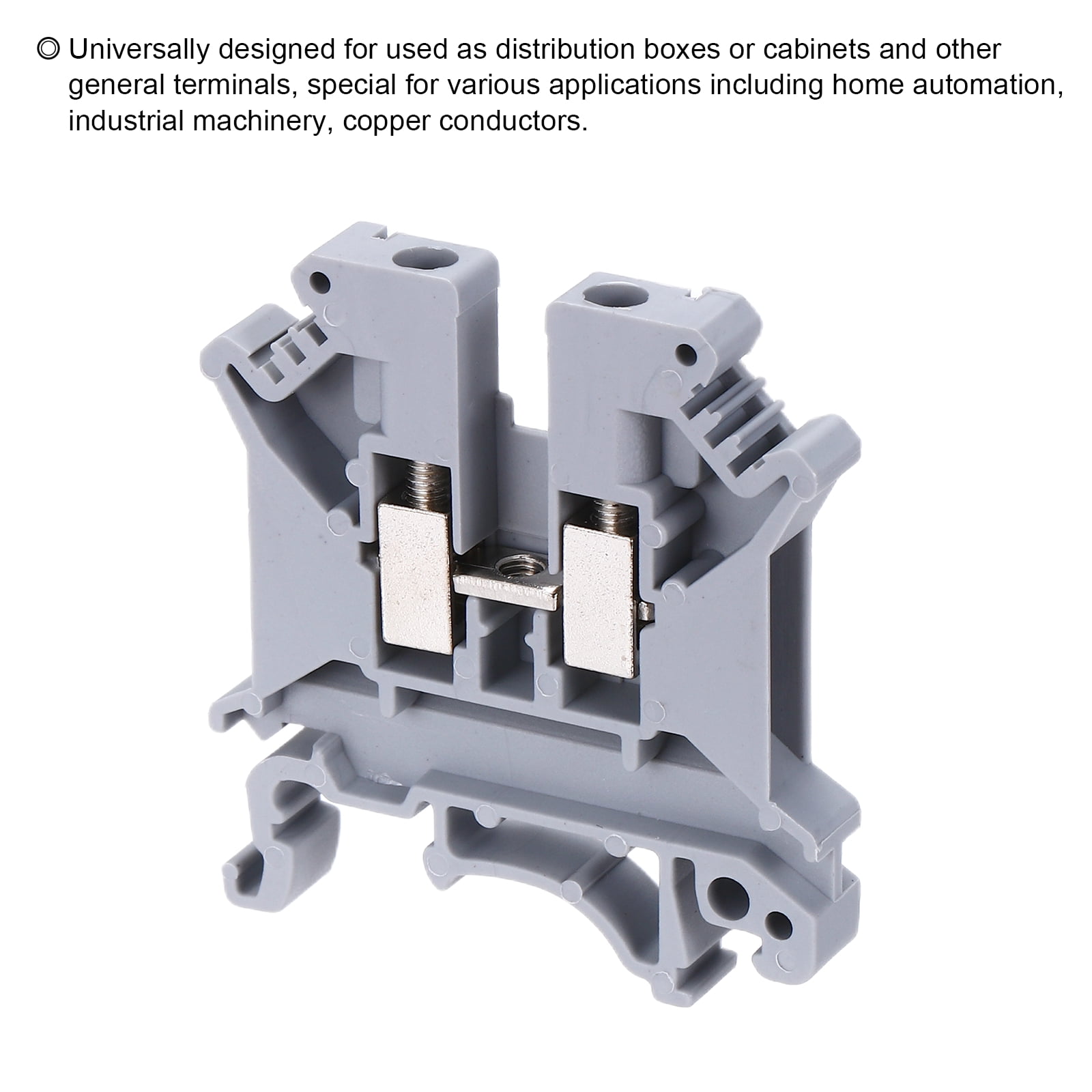 Uxcell Terminal Blocks 100 Pack UK-5N Rail Mount Fuse Holder Screw Terminal Block Wire End Bracket Stopper Din Rail Screw for DIY Electronic Circuits Machine Appliances, Gray