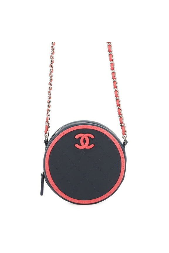Pre-Owned Chanel Chain Shoulder Bag Matelass Coco Mark Round Lambskin AP0060 CHANEL Handbag...
