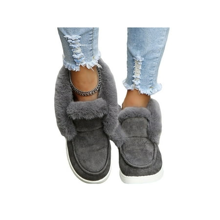 

Crocowalk Womens Booties Moccasins Ankle Boots Fuzzy Slippers Plush Lining Ladies Winter Warm Shoes for Womens Indoor Outdoor