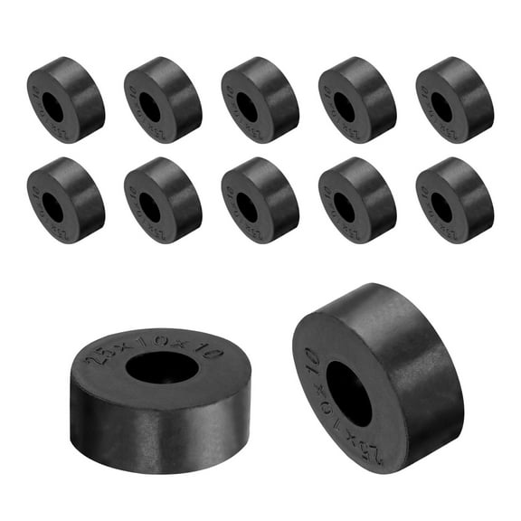 12 Packs Rubber Spacers 25mm OD, 10mm ID, 10mm Height Round Anti Vibration Spacer Thick Rubber Washers