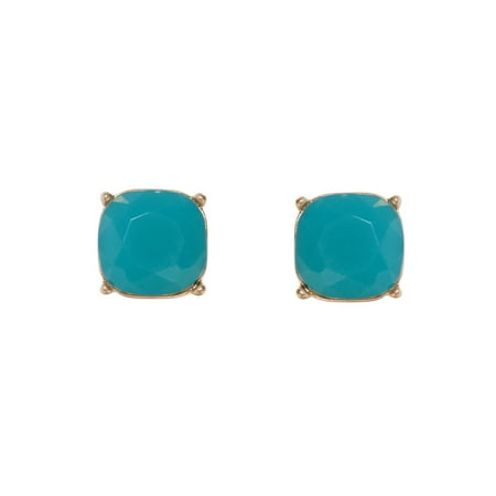 Humble Chic Ny Faceted Square Glitter Stud Earrings Cushion Cut Humble Chic Ny Faceted Square Glitter Stud Earrings Cushion Cut Statement Post Ear Studs 55 Simulated Turquoise Gold Tone Aqua Teal