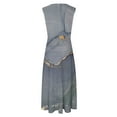 thumbnail image 4 of LOVZFMLL Robes Femmes Mode Printemps/été Imprimé Décontracté Col en V Sans Manches Longue Jupe, 4 of 5