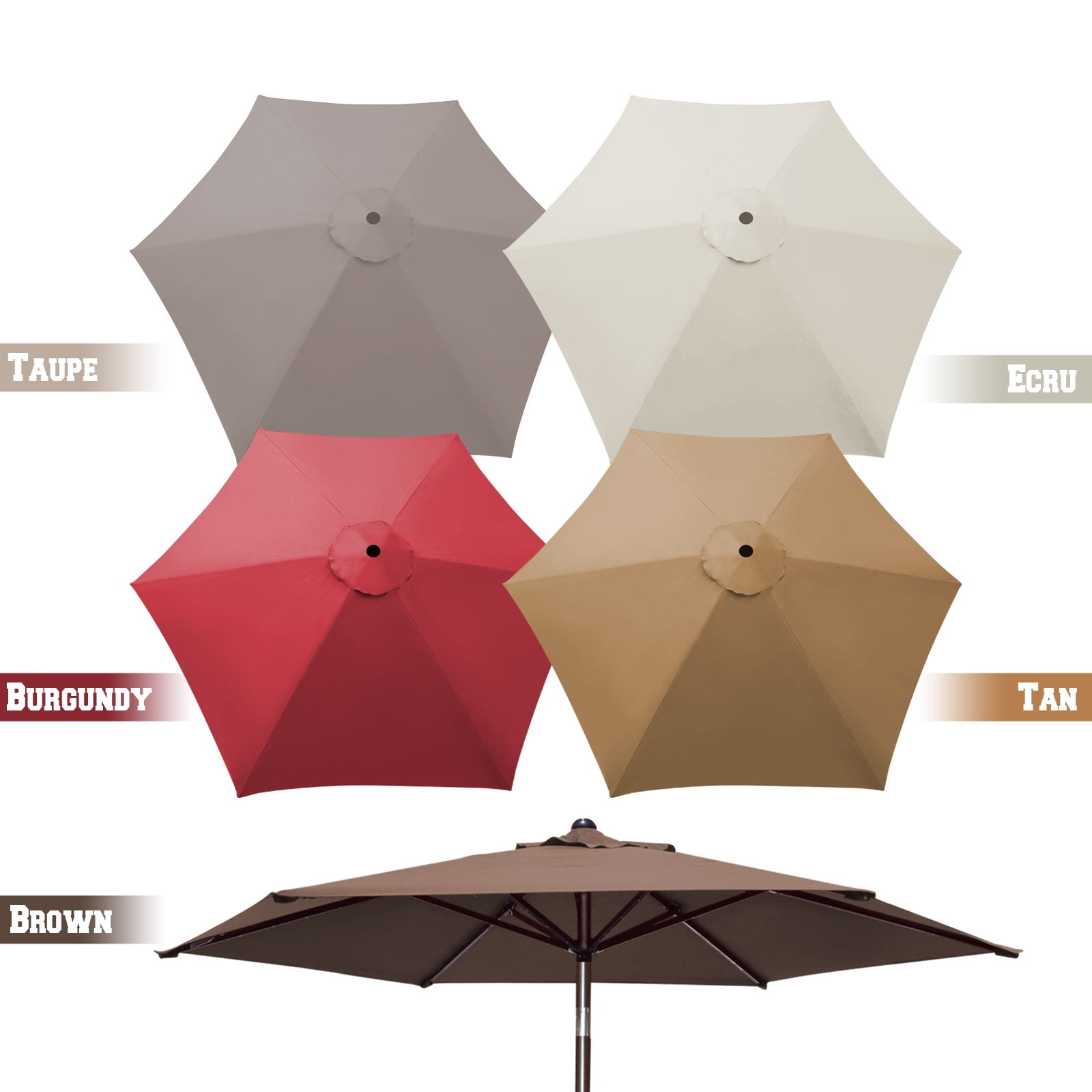 Amouage 8.2ft 6 Rib Brown Patio Umbrella Canopy, UV Protection