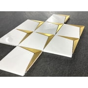 Thassos White Kite Shape With Gold Metal Mosaic Tile - Case (10 Sheets)