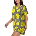 thumbnail image 2 of Susaid Pirate Skulls Print Women's Pajama Set, Button-Up Sleepwear with Elastic Waist Shorts, Perfect for Lounging, Yoga, Beach, and Casual Wear-Medium, 2 of 7