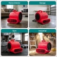 thumbnail image 5 of SereneLife Air Mover, 3-Speed Blower Fan with Adjustable Angle, 2500 CFM Airflow, Portable Dryer for Ventilation, Circulation, and Drying in Homes, Garages, and Worksites, Red, 5 of 5