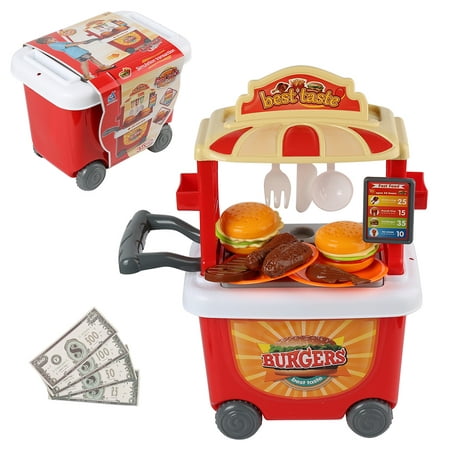 35-Piece Portable Barbecue Best Taste Burgers! Pretend Play Grill Set Food Truck For Children's Educational